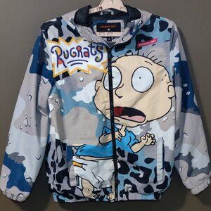 Members Only X Nickelodeon Rugrats Hooded Camo Grey/Blue Jacket SIZE MED…
